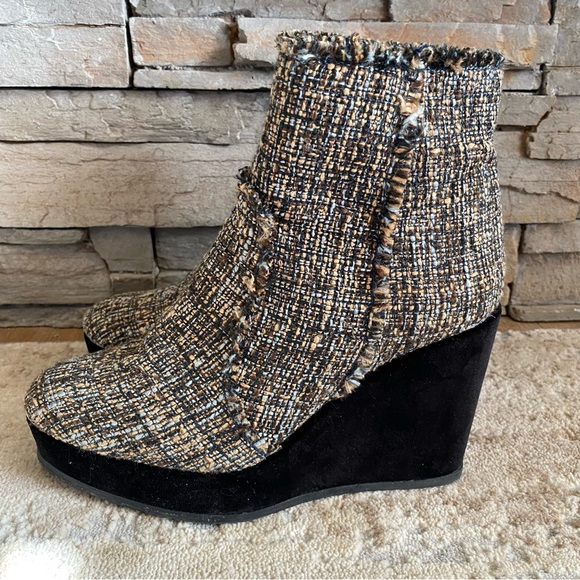 Castaner Tweed Quiaca Platform Wedge Ankle Boots Booties Textured Velvet: 39 - Picture 1 of 12
